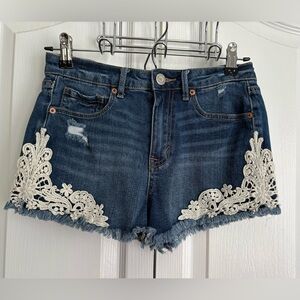 AEROPOSTLE WOMENS SHORTS, DENIM & LACE, size 4